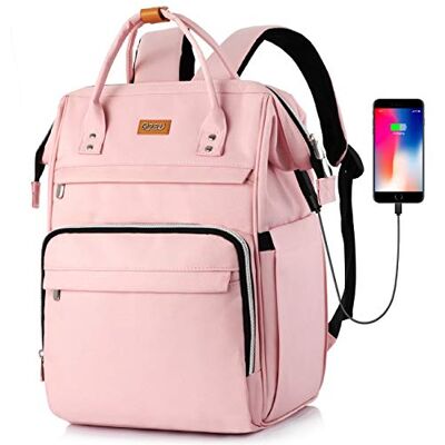 RJEU Rugzak voor dames, laptoprugzak, pc-tas, rugzak voor school, reizen, werk, leraar, voor meisjes, roze RJEU Rugzak voor dames, laptoprugzak, pc-tas, rugzak voor school, reizen, werk, leraar, voor meisjes, roze