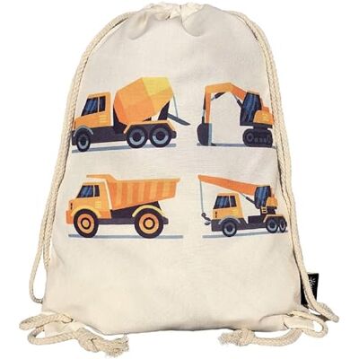 HECKBO Gymtas voor kinderen, motief, Constructie 4 Beige, 40 cm x 32 cm, Slingtas HECKBO Gymtas voor kinderen, motief, Constructie 4 Beige, 40 cm x 32 cm, Slingtas