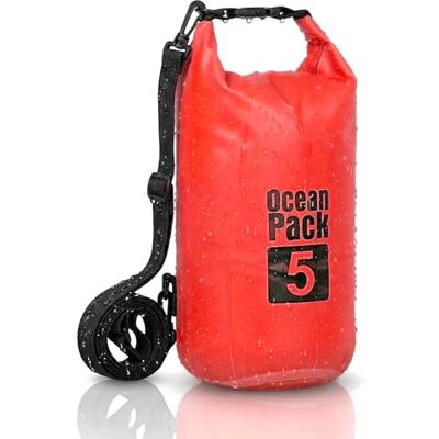 Cable Technologies Waterdichte rugzak 2/5/10/20 liter, Dry Bag Zee, waterdichte tas, verstelbare schouderriem, voor boot, vissen, rafting, strand, watersport, beschermt telefoon/zilver/kaart/sleutel, Rood, 5L Cable Technologies Waterdichte rugzak 2/5/10/20 liter, Dry Bag Zee, waterdichte tas, verstelbare schouderriem, voor boot, vissen, rafting, strand, watersport, beschermt telefoon/zilver/kaart/sleutel, Rood, 5L