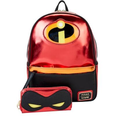 Loungefly The Incredibles 20th Anniversary Mini-rugzak, metaal, verlicht, met portemonnee, meerkleurig, mini, Meerkleurig, Mini Loungefly The Incredibles 20th Anniversary Mini-rugzak, metaal, verlicht, met portemonnee, meerkleurig, mini, Meerkleurig, Mini