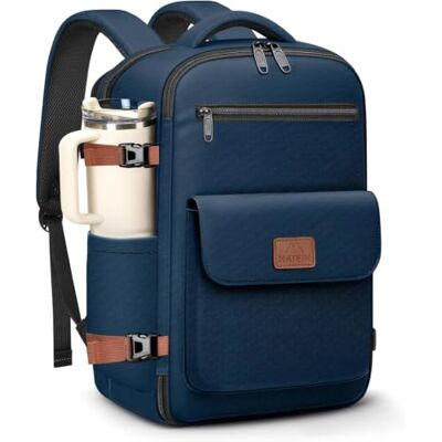 MATEIN Reisrugzak, Blauw, Casual Sac à dos cabine avion avec compartiment ordinateur, petit 24L, voyage pour femmes et hommes, Bleu MATEIN Reisrugzak, Blauw, Casual Sac à dos cabine avion avec compartiment ordinateur, petit 24L, voyage pour femmes et hommes, Bleu