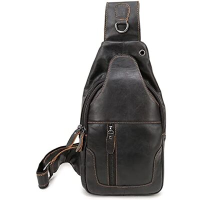 FANDARE Retro borsttas leer tas sling bag heren dames schoudertas schoudertas voor reizen sport wandelen fietsen camping excursie borsttas, zwart, L, retro FANDARE Retro borsttas leer tas sling bag heren dames schoudertas schoudertas voor reizen sport wandelen fietsen camping excursie borsttas, zwart, L, retro