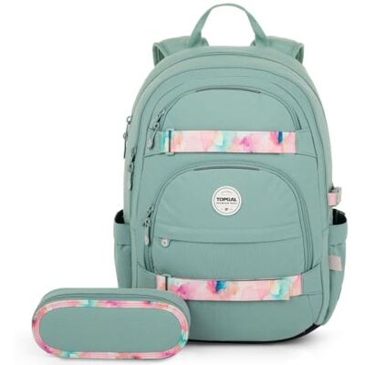 TOPGAL Sac à dos d'école VIKI à partir de la 5ème classe, ergonomique avec panneau arrière en mousse pressée, imperméable et léger, cartable d'école 25 l avec sangle de poitrine, sac à dos étudiant TOPGAL Sac à dos d'école VIKI à partir de la 5ème classe, ergonomique avec panneau arrière en mousse pressée, imperméable et léger, cartable d'école 25 l avec sangle de poitrine, sac à dos étudiant