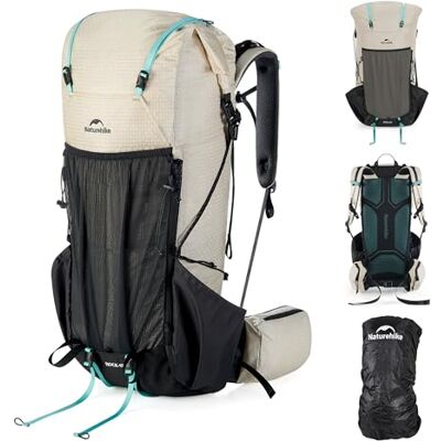 Naturehike Rock 2.0 Upgraded Rugzak, 30/45/60 liter, binnenframe, wandelrugzak voor dames en heren, met regenhoes, trekkingrugzak voor outdoor, camping, reizen, Wit Naturehike Rock 2.0 Upgraded Rugzak, 30/45/60 liter, binnenframe, wandelrugzak voor dames en heren, met regenhoes, trekkingrugzak voor outdoor, camping, reizen, Wit