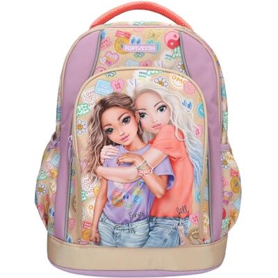 Depesche Topmodel Girl Power 13285 schoolrugzak, beige en paars, met modelpatroon en kleurrijke sets, met verstelbare bandjes Depesche Topmodel Girl Power 13285 schoolrugzak, beige en paars, met modelpatroon en kleurrijke sets, met verstelbare bandjes