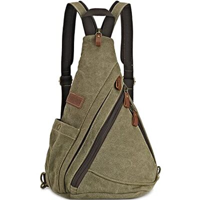 Poeyleja Sling Crossbody Bag borsttas canvas schoudertas voor zaken, fietsen, kamperen, reizen, school, dagrugzak voor dames en heren (legergroen) Poeyleja Sling Crossbody Bag borsttas canvas schoudertas voor zaken, fietsen, kamperen, reizen, school, dagrugzak voor dames en heren (legergroen)