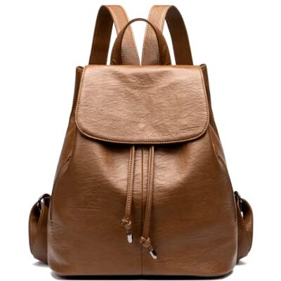 Kiepoar Rugzak van PU-leer voor dames en meisjes, elegante tas met trekkoord, anti-diefstal, casual, chic, schooltas, klassiek, multipocket licht, groot, tas voor kantoor, school en reizen, bruin, M Kiepoar Rugzak van PU-leer voor dames en meisjes, elegante tas met trekkoord, anti-diefstal, casual, chic, schooltas, klassiek, multipocket licht, groot, tas voor kantoor, school en reizen, bruin, M