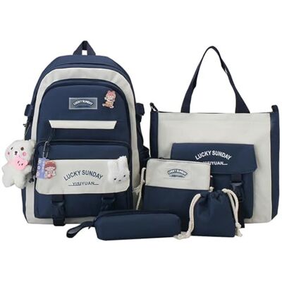 Gyios Schoolrugzak Middle School College Girl Schooltas Grote capaciteit Rugzak voor basisschoolleerlingen Vijfdelige set Gyios Schoolrugzak Middle School College Girl Schooltas Grote capaciteit Rugzak voor basisschoolleerlingen Vijfdelige set