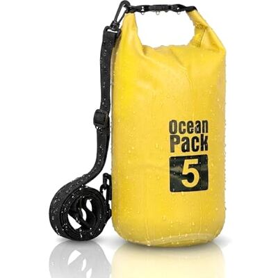 Cable Technologies Waterdichte rugzak 2/5/10/20 liter, Dry Bag Zee, waterdichte tas, verstelbare schouderriem, voor boot, vissen, rafting, strand, watersport, beschermt telefoon/zilver/kaart/sleutel, Geel., 5L Cable Technologies Waterdichte rugzak 2/5/10/20 liter, Dry Bag Zee, waterdichte tas, verstelbare schouderriem, voor boot, vissen, rafting, strand, watersport, beschermt telefoon/zilver/kaart/sleutel, Geel., 5L