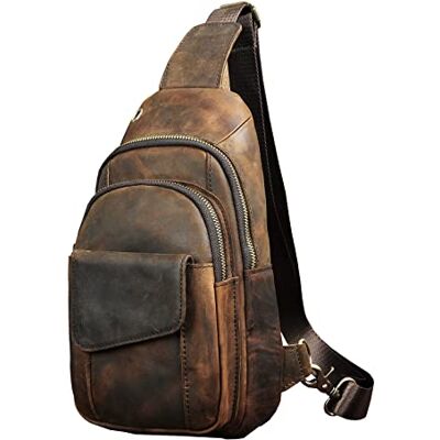Le'aokuu Mannen Reizen Casual Wandelen Schoudertas Borst Platform Leren Rugzak M Le'aokuu Mannen Reizen Casual Wandelen Schoudertas Borst Platform Leren Rugzak M