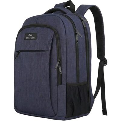MATEIN -rugzak, 39,6 cm, antidiefstalbeveiliging, dunne laptoprugzak, heren, waterdicht, laptoprugzak met USB-oplader, functioneel, tienerlaptoptas, voor heren, blauw MATEIN -rugzak, 39,6 cm, antidiefstalbeveiliging, dunne laptoprugzak, heren, waterdicht, laptoprugzak met USB-oplader, functioneel, tienerlaptoptas, voor heren, blauw