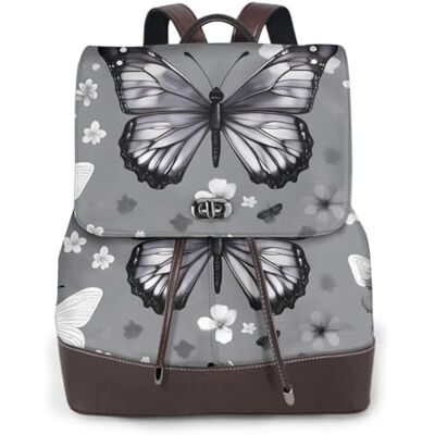 YQxwJL Heren Teal Grijze Vlinder Print Lederen Laptop Rugzak Casual Rugzak Trendy Reisrugzak, Zwart, One Size, zwart., Eén maat YQxwJL Heren Teal Grijze Vlinder Print Lederen Laptop Rugzak Casual Rugzak Trendy Reisrugzak, Zwart, One Size, zwart., Eén maat