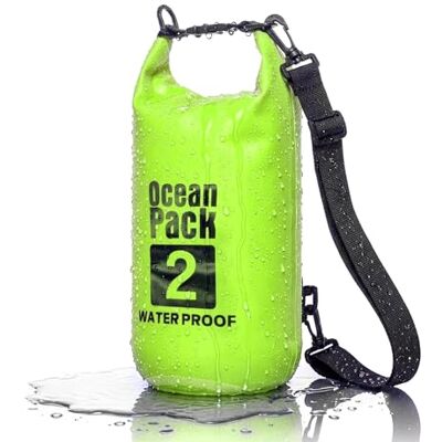 Cable Technologies Waterdichte rugzak, 2/5/10/20 l, Dry Bag, zee, waterdichte tas, verstelbare schouderriem, voor boot, vissen, rafting, strand, watersport, bescherming van telefoon, geld, kaart, sleutel, Groen, 2 l Cable Technologies Waterdichte rugzak, 2/5/10/20 l, Dry Bag, zee, waterdichte tas, verstelbare schouderriem, voor boot, vissen, rafting, strand, watersport, bescherming van telefoon, geld, kaart, sleutel, Groen, 2 l