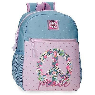 ROLL ROAD Peace Schoolrugzakken Polyester Roze en Blauw, Meerkleurig, Rugzak ROLL ROAD Peace Schoolrugzakken Polyester Roze en Blauw, Meerkleurig, Rugzak