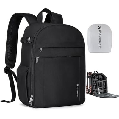 K&F CONCEPT Rugzak voor fotografie, reistas voor statief, lenscamera, accessoires met laptopvak en waterdichte regenhoes K&F CONCEPT Rugzak voor fotografie, reistas voor statief, lenscamera, accessoires met laptopvak en waterdichte regenhoes