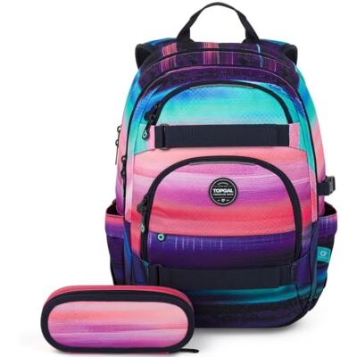 TOPGAL Sac à dos d'école VIKI à partir de la 5ème classe, ergonomique avec panneau arrière en mousse pressée, imperméable et léger, cartable d'école 25 l avec sangle de poitrine, sac à dos étudiant TOPGAL Sac à dos d'école VIKI à partir de la 5ème classe, ergonomique avec panneau arrière en mousse pressée, imperméable et léger, cartable d'école 25 l avec sangle de poitrine, sac à dos étudiant