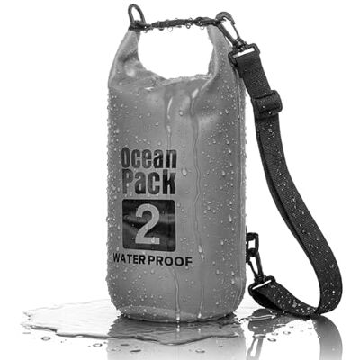 Cable Technologies Waterdichte rugzak 2/5/10/20 liter, Dry Bag Zee, waterdichte tas, verstelbare schouderriem, voor boot, vissen, rafting, strand, watersport, beschermt telefoon/zilver/kaart/sleutel, grijs., 2 l Cable Technologies Waterdichte rugzak 2/5/10/20 liter, Dry Bag Zee, waterdichte tas, verstelbare schouderriem, voor boot, vissen, rafting, strand, watersport, beschermt telefoon/zilver/kaart/sleutel, grijs., 2 l