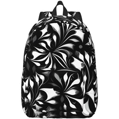 YQxwJL Herfst Pompoen Print Canvas Laptop Rugzak Outdoor Casual Reizen Dagtas Boek Tas Voor Mannen Vrouwen, Zwart-wit patronen YQxwJL Herfst Pompoen Print Canvas Laptop Rugzak Outdoor Casual Reizen Dagtas Boek Tas Voor Mannen Vrouwen, Zwart-wit patronen