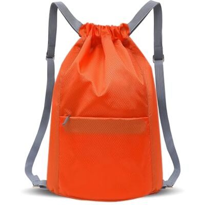 Foatcox Waterdichte tas met trekkoord, gymtas, opvouwbare sporttas met grote capaciteit, tas voor wandelen, kamperen, reizen, Kleur: oranje, Casual Foatcox Waterdichte tas met trekkoord, gymtas, opvouwbare sporttas met grote capaciteit, tas voor wandelen, kamperen, reizen, Kleur: oranje, Casual