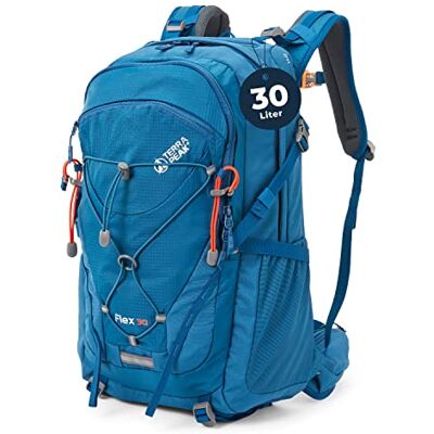 Terra Peak 30L Flex 30 Premium wandelrugzak middelgroot met rugventilatie, regenhoes en houder voor drinksysteem, trekkingrugzak van Terra Peak 30L Flex 30 Premium wandelrugzak middelgroot met rugventilatie, regenhoes en houder voor drinksysteem, trekkingrugzak van