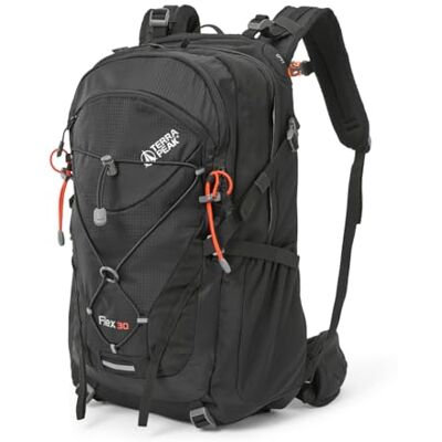 Terra Peak 30L Flex 30 Premium wandelrugzak middelgroot met rugventilatie, regenhoes en houder voor drinksysteem, trekkingrugzak van Terra Peak 30L Flex 30 Premium wandelrugzak middelgroot met rugventilatie, regenhoes en houder voor drinksysteem, trekkingrugzak van