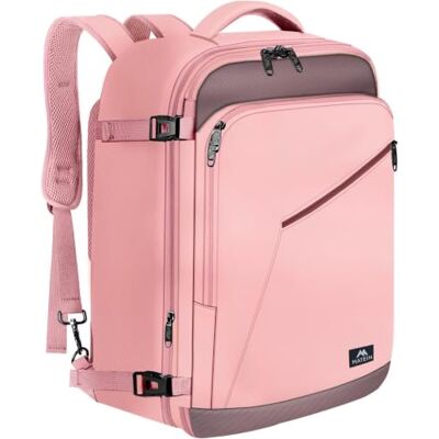 MATEIN Rugzak voor reizen, cabinebagage, 40 x 30 x 20 cm, Ryanair Eurowings Waterdichte uitbreidbare reistas, 30 l, handbagage, dames, heren, voor studenten, school, werk, wandelen, roze/grijs MATEIN Rugzak voor reizen, cabinebagage, 40 x 30 x 20 cm, Ryanair Eurowings Waterdichte uitbreidbare reistas, 30 l, handbagage, dames, heren, voor studenten, school, werk, wandelen, roze/grijs