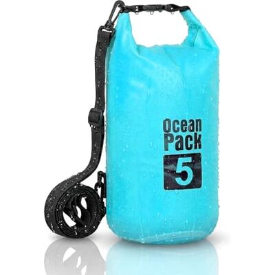 Cable Technologies Waterdichte rugzak, 2/5/10/20 l, Dry Bag, zee, waterdichte tas, verstelbare schouderriem, voor boot, vissen, rafting, strand, watersport, bescherming van telefoon, geld, kaart, sleutel, Lichtblauw, 5L Cable Technologies Waterdichte rugzak, 2/5/10/20 l, Dry Bag, zee, waterdichte tas, verstelbare schouderriem, voor boot, vissen, rafting, strand, watersport, bescherming van telefoon, geld, kaart, sleutel, Lichtblauw, 5L