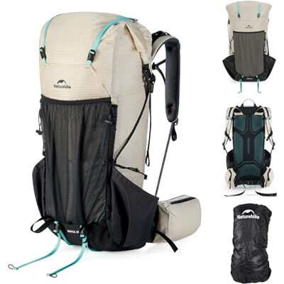 Naturehike Rock 2.0 Upgraded Rugzak, 30/45/60 liter, binnenframe, wandelrugzak voor dames en heren, met regenhoes, trekkingrugzak voor outdoor, camping, reizen, Wit., Voor buiten Naturehike Rock 2.0 Upgraded Rugzak, 30/45/60 liter, binnenframe, wandelrugzak voor dames en heren, met regenhoes, trekkingrugzak voor outdoor, camping, reizen, Wit., Voor buiten