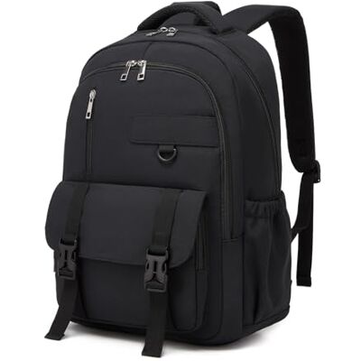 Kono Schoolrugzak voor meisjes en jongens, tieners, computertas 15,6 inch, meerdere vakken, schooltas, college, middelbare school, licht, diefstalbeveiliging, zwart., L, Casual Kono Schoolrugzak voor meisjes en jongens, tieners, computertas 15,6 inch, meerdere vakken, schooltas, college, middelbare school, licht, diefstalbeveiliging, zwart., L, Casual