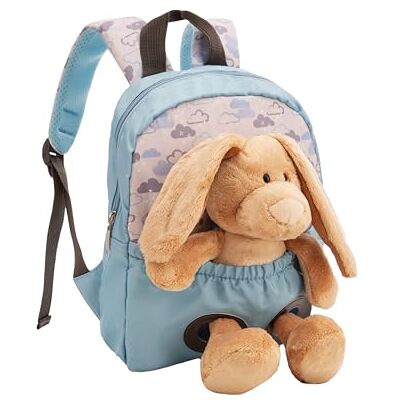 NICI Rugzak 21x26 cm met pluche konijn 25 cm lichtblauw zachte en pluizige kleuterschool schooltas met afneembaar pluche voor jongens en meisjes van 2 tot 5 jaar 61762 NICI Rugzak 21x26 cm met pluche konijn 25 cm lichtblauw zachte en pluizige kleuterschool schooltas met afneembaar pluche voor jongens en meisjes van 2 tot 5 jaar 61762
