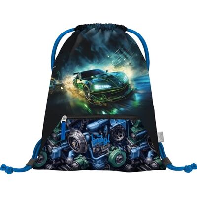 Baagl Gymtas voor meisjes, waterdichte schoenentas voor kinderen, sporttas voor school en kleuterschool, raceauto, casual Baagl Gymtas voor meisjes, waterdichte schoenentas voor kinderen, sporttas voor school en kleuterschool, raceauto, casual