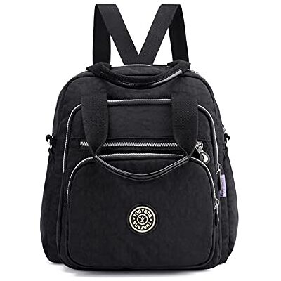 PORRASSO Vrijetijdsrugzak voor dames, schoudertas, nylon, handtas, dagrugzak, voor werk, reizen, dagelijks gebruik, zwart, L PORRASSO Vrijetijdsrugzak voor dames, schoudertas, nylon, handtas, dagrugzak, voor werk, reizen, dagelijks gebruik, zwart, L