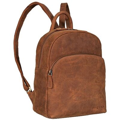 STILORD Linnea' Elegante damesrugzak van leer, kleine dagrugzak, schoudertas, vintage, handtas, ideaal als reistas, werktas van echt leer, Tan Bruin Scuro, Rugzak STILORD Linnea' Elegante damesrugzak van leer, kleine dagrugzak, schoudertas, vintage, handtas, ideaal als reistas, werktas van echt leer, Tan Bruin Scuro, Rugzak