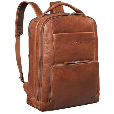 STILORD "Harlow" Rugzak van leer voor heren, XL, vintage, elegant, grote computerrugzak, 15-17 inch, zakelijke tas, werk, met trolley-systeem, echt leer, kleur: maraska bruin STILORD "Harlow" Rugzak van leer voor heren, XL, vintage, elegant, grote computerrugzak, 15-17 inch, zakelijke tas, werk, met trolley-systeem, echt leer, kleur: maraska bruin