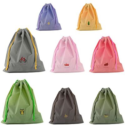 QEEQPF Set van 8 cartoonzakken met trekkoord, waterdichte sporttas, sporttas met trekkoord, multifunctionele tas, uniseks, geschikt voor wandelen, reizen in de open lucht QEEQPF Set van 8 cartoonzakken met trekkoord, waterdichte sporttas, sporttas met trekkoord, multifunctionele tas, uniseks, geschikt voor wandelen, reizen in de open lucht