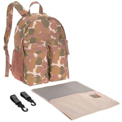 Lässig Babyluierrugzak met aankleedkussen, bevestiging voor kinderwagen, Kleurrijke spots Lässig Babyluierrugzak met aankleedkussen, bevestiging voor kinderwagen, Kleurrijke spots