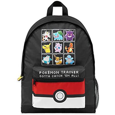 Pokémon Pokemon Rugzak voor kinderen, schooltas, jongens, meisjes, Pikachu Evoli, Pokeball, Zwart/Rood Pokémon Pokemon Rugzak voor kinderen, schooltas, jongens, meisjes, Pikachu Evoli, Pokeball, Zwart/Rood