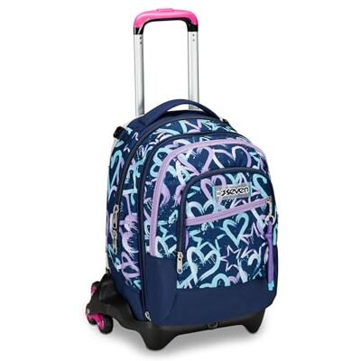 Seven Jack Detach 3-wielige schooltrolley, paars blauw, kristalpaars, 3-in-1, rugzak met afneembare trolley, afneembare tas, gebruik rugzak en crossoversysteem, reisschoolrugzak,, Meerkleurig, Rugzak Seven Jack Detach 3-wielige schooltrolley, paars blauw, kristalpaars, 3-in-1, rugzak met afneembare trolley, afneembare tas, gebruik rugzak en crossoversysteem, reisschoolrugzak,, Meerkleurig, Rugzak