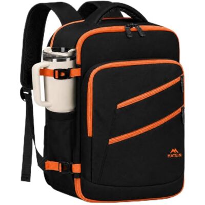 MATEIN Ryanair handbagage, reistas, dames, waterdicht, Zwart en Oranje, Casual Ryanair bagage cabine 40x30x20 avec compartiment 15,6 pouces, sac à dos Ryanair, sac de voyage pour affaires, noir orange MATEIN Ryanair handbagage, reistas, dames, waterdicht, Zwart en Oranje, Casual Ryanair bagage cabine 40x30x20 avec compartiment 15,6 pouces, sac à dos Ryanair, sac de voyage pour affaires, noir orange