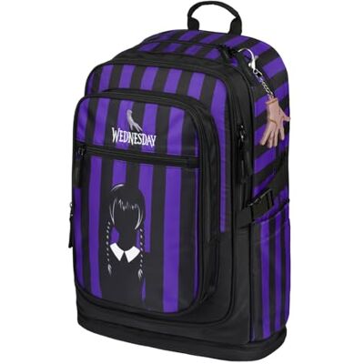 Baagl Schoolrugzak voor jongens, meisjes, tieners, ergonomisch, met laptopvak, voor school, extreem lichte rugzak met borstband en elementen, Wednesday Baagl Schoolrugzak voor jongens, meisjes, tieners, ergonomisch, met laptopvak, voor school, extreem lichte rugzak met borstband en elementen, Wednesday