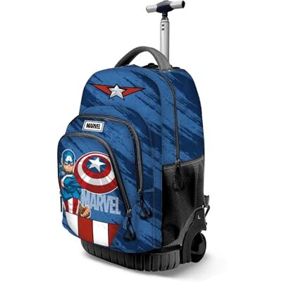 Marvel Fan Gts Trolley Backpack FAN GTS, rugzak met wieltjes, gestreept, uniseks, kinderen, 1 stuk, Captain America Blauw, Eén maat, FAN GTS Trolley rugzak Marvel Fan Gts Trolley Backpack FAN GTS, rugzak met wieltjes, gestreept, uniseks, kinderen, 1 stuk, Captain America Blauw, Eén maat, FAN GTS Trolley rugzak