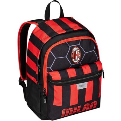 Seven A.C. Milan voetbal schoolrugzak PATH OF Victory, zwart rood rugzak met twee vakken flessenhouder, kinderrugzak maximale capaciteit, zwart, rugzak met twee vakken, zwart., Rugzak met twee Seven A.C. Milan voetbal schoolrugzak PATH OF Victory, zwart rood rugzak met twee vakken flessenhouder, kinderrugzak maximale capaciteit, zwart, rugzak met twee vakken, zwart., Rugzak met twee