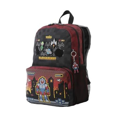 Totto Sac à dos pour enfant, modèle Digibot M, sac à dos moyen, capacité 12 L, 2 compartiments, 2 poches bouteille, organiseur interne, bretelles rembourrées, résistant et durable, couleur rouge Totto Sac à dos pour enfant, modèle Digibot M, sac à dos moyen, capacité 12 L, 2 compartiments, 2 poches bouteille, organiseur interne, bretelles rembourrées, résistant et durable, couleur rouge
