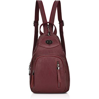 NICOLE & DORIS Modieuze rugzak voor dames, kleine zwarte leren rugzak, casual schoudertas voor dames, Bordeaux A, M, Casual rugzak NICOLE & DORIS Modieuze rugzak voor dames, kleine zwarte leren rugzak, casual schoudertas voor dames, Bordeaux A, M, Casual rugzak