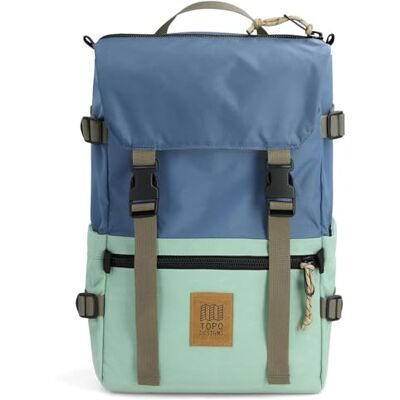 Topo Designs Rover Pack Classic Rugzak, uniseks, 1 stuk, steenblauw/asgroen, Eén maat, Rover Pack Classic Topo Designs Rover Pack Classic Rugzak, uniseks, 1 stuk, steenblauw/asgroen, Eén maat, Rover Pack Classic
