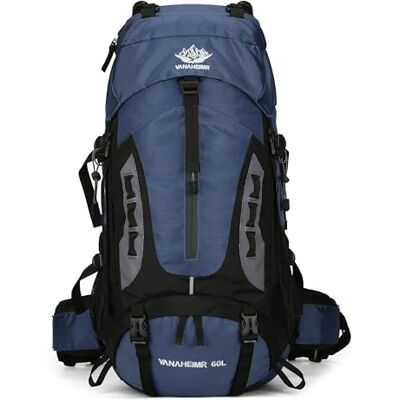 DRESSFO YFREAL Reisrugzak, wandelen, kamperen, met regenhoes en karabijnhaken, waterdicht, klimrugzak voor dames en heren, 70 l, donkerblauw, groot, outdoor DRESSFO YFREAL Reisrugzak, wandelen, kamperen, met regenhoes en karabijnhaken, waterdicht, klimrugzak voor dames en heren, 70 l, donkerblauw, groot, outdoor