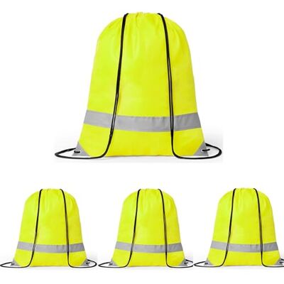 noTrash2003 Set van 4 gymtassen met trekkoord en reflecterende strepen, sporttas, waterdichte sporttas, gymtas voor dames, heren, jongens, meisjes, tieners, veiligheid in, Geel. 35 cm x 41 cm noTrash2003 Set van 4 gymtassen met trekkoord en reflecterende strepen, sporttas, waterdichte sporttas, gymtas voor dames, heren, jongens, meisjes, tieners, veiligheid in, Geel. 35 cm x 41 cm