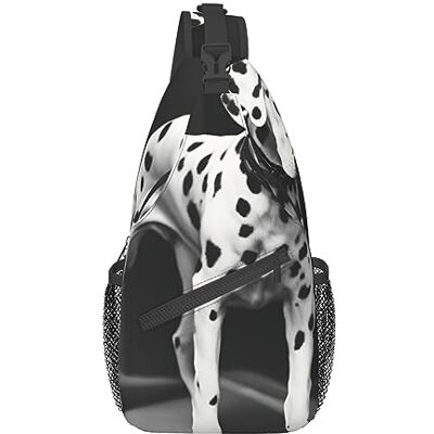 SSIMOO Grappige dolfijn op zoek naar een veelzijdige reisrugzak, ideaal voor fietsen in de open lucht, borstzak, Dalmatiër 1, Eén maat SSIMOO Grappige dolfijn op zoek naar een veelzijdige reisrugzak, ideaal voor fietsen in de open lucht, borstzak, Dalmatiër 1, Eén maat