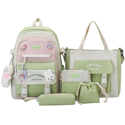Gyios Schoolrugzak Middle School College Girl Schooltas Grote capaciteit Rugzak voor basisschoolleerlingen Vijfdelige set Gyios Schoolrugzak Middle School College Girl Schooltas Grote capaciteit Rugzak voor basisschoolleerlingen Vijfdelige set