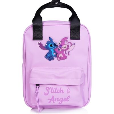Disney Lilo & Stitch Officiële rugzak voor meisjes, Stitch & Angel van kunstleer, paars, voorvak met ritssluiting, licht en duurzaam, schooltas voor kleuterschool, basisschool Disney Lilo & Stitch Officiële rugzak voor meisjes, Stitch & Angel van kunstleer, paars, voorvak met ritssluiting, licht en duurzaam, schooltas voor kleuterschool, basisschool